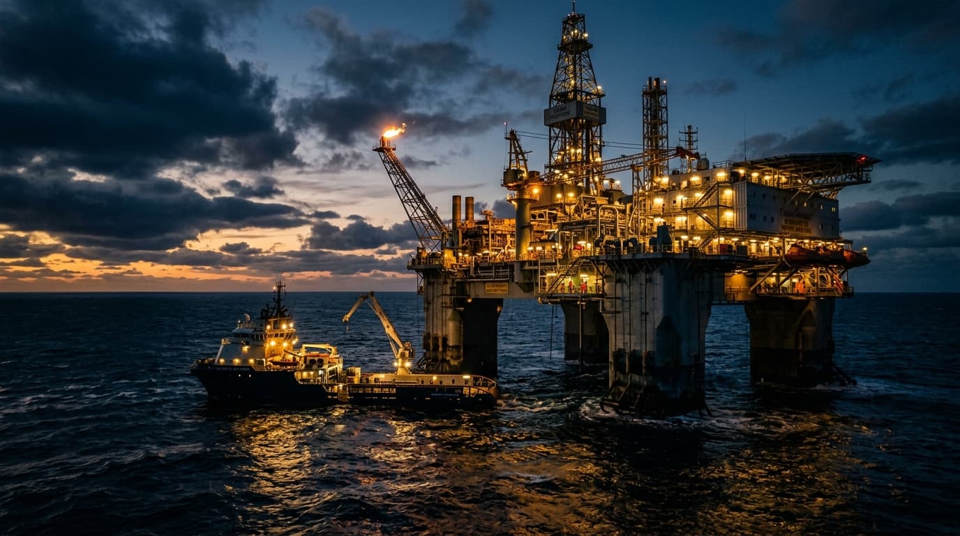 Offshore platform at dusk